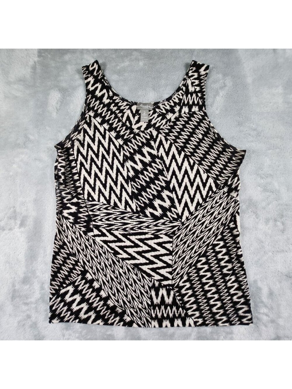Chicos Travelers Liquid Knit Chevron Tank Top 2 Resort Travel Stretch Boho Chic